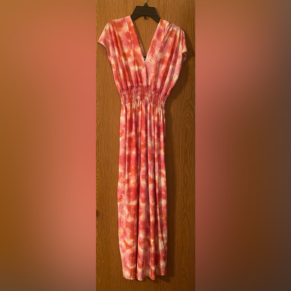 JinSeMingXia Flutter Sleeve V-Neck Sundress. Size Medium